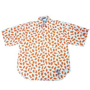 Vintage 80s 90s Heet Sportswear AOP Mens Button Up Shirt Sz Large Shark Bites